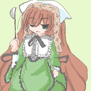 Rating: Safe Score: 0 Tags: 1girl bangs brown_hair dress eyebrows_visible_through_hair frills green_background green_dress green_eyes image long_hair long_sleeves oekaki one_eye_closed simple_background solo suiseiseki very_long_hair User: admin