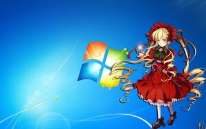 Rating: Safe Score: 0 Tags: 1girl blonde_hair blue_eyes bonnet bow bowtie dress drill_hair flower image long_hair red_dress rose shinku shoes sky solo standing twintails very_long_hair User: admin