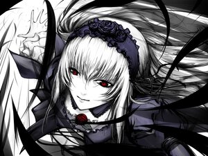 Rating: Safe Score: 0 Tags: 1girl dress flower frills hairband image lolita_hairband long_hair long_sleeves looking_at_viewer red_eyes ribbon rose silver_hair solo suigintou wings User: admin