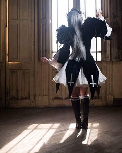 Rating: Safe Score: 0 Tags: 1girl black_legwear boots coat facing_away indoors knee_boots long_hair long_sleeves solo standing suigintou thighhighs User: admin