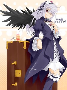 Rating: Safe Score: 0 Tags: 1girl black_wings cross dress frills gothic_lolita hairband image lolita_fashion lolita_hairband long_hair long_sleeves polka_dot polka_dot_background puffy_sleeves silver_hair solo suigintou wings User: admin