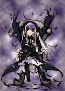 Rating: Safe Score: 0 Tags: 1girl black_footwear black_wings boots detached_collar dress feathers flower frills full_body hairband image long_hair long_sleeves looking_at_viewer red_eyes rose sitting solo suigintou very_long_hair wings User: admin