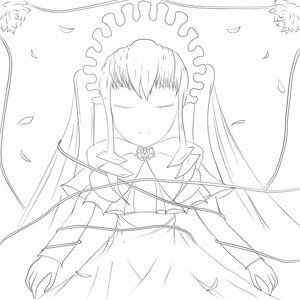 Rating: Safe Score: 0 Tags: 1girl auto_tagged bare_shoulders bridal_veil dress flower greyscale hair_over_eyes image long_hair monochrome petals shinku solo striped wedding_dress User: admin