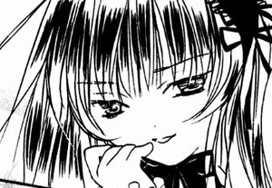 Rating: Safe Score: 0 Tags: 1girl bangs eyebrows_visible_through_hair greyscale hair_ornament image long_hair looking_at_viewer monochrome simple_background smile solo suigintou white_background User: admin