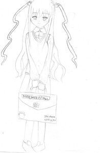 Rating: Safe Score: 0 Tags: 1girl bag barasuishou blush bow dress image long_hair long_sleeves looking_at_viewer monochrome solo standing two_side_up very_long_hair User: admin