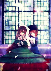 Rating: Safe Score: 0 Tags: 2girls blurry blurry_background blurry_foreground brown_hair depth_of_field dress green_dress green_eyes heterochromia image long_sleeves looking_at_viewer multiple_girls pair red_eyes short_hair siblings sisters souseiseki stained_glass suiseiseki twins window User: admin