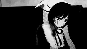 Rating: Safe Score: 0 Tags: 1girl black_hair choker closed_mouth greyscale image looking_at_viewer monochrome solo suiseiseki User: admin