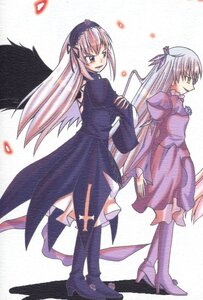 Rating: Safe Score: 0 Tags: 2girls barasuishou black_wings boots dress image long_hair long_sleeves multiple_girls pair pink_eyes silver_hair suigintou wings yellow_eyes User: admin