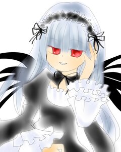 Rating: Safe Score: 0 Tags: 1girl bangs black_wings detached_collar dress frilled_sleeves frills hairband image lolita_hairband long_hair long_sleeves looking_at_viewer red_eyes simple_background smile solo suigintou upper_body very_long_hair white_background wings User: admin