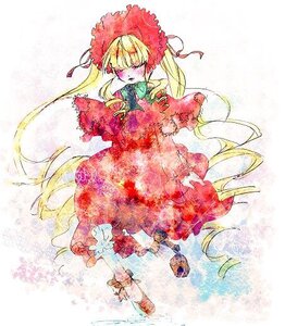 Rating: Safe Score: 0 Tags: 1girl blonde_hair blush bonnet bow closed_eyes dress flower image long_hair long_sleeves red_dress rose shinku solo very_long_hair User: admin