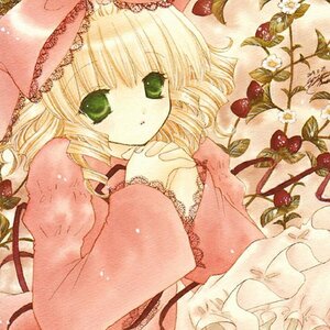 Rating: Safe Score: 0 Tags: 1girl apple blonde_hair dress drill_hair flower food frills fruit grapes green_eyes hat hina_ichigo hinaichigo image long_sleeves looking_at_viewer lying solo strawberry traditional_media User: admin