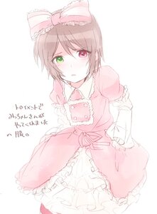 Rating: Safe Score: 0 Tags: 1boy blush bow crossdressing dress frills green_eyes hair_bow heterochromia image long_sleeves looking_at_viewer otoko_no_ko pink_bow pink_dress puffy_sleeves red_eyes ribbon short_hair solo souseiseki striped striped_background vertical_stripes User: admin
