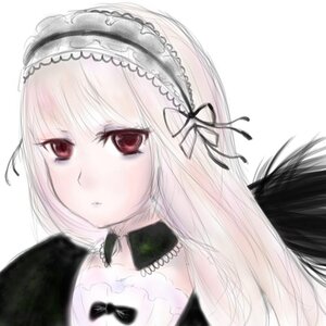 Rating: Safe Score: 0 Tags: 1girl bangs black_ribbon bow choker closed_mouth detached_collar frills hairband image looking_at_viewer portrait red_eyes ribbon simple_background solo suigintou white_background User: admin