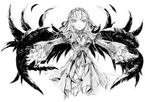 Rating: Safe Score: 0 Tags: 1girl black_wings closed_mouth dress feathered_wings feathers greyscale hair_ribbon image long_hair long_sleeves looking_at_viewer monochrome ribbon solo suigintou white_background wings User: admin