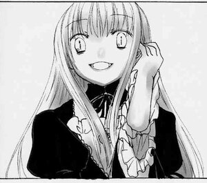 Rating: Safe Score: 0 Tags: 1girl :d bangs bow dress eyebrows_visible_through_hair frills greyscale image long_hair long_sleeves looking_at_viewer monochrome open_mouth smile solo suigintou upper_body User: admin