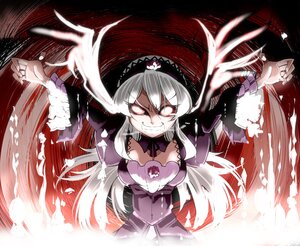 Rating: Safe Score: 0 Tags: 1girl breasts dress flower grin hairband image long_hair long_sleeves red_eyes rose silver_hair smile solo suigintou wings User: admin