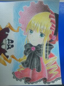 Rating: Safe Score: 0 Tags: 1girl bangs blonde_hair blue_background bonnet bow dress flower frills green_eyes image long_hair looking_at_viewer photo rose shinku sidelocks solo traditional_media upper_body watercolor_(medium) User: admin