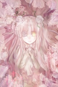 Rating: Safe Score: 0 Tags: 1girl dress flower frills hair_flower hair_ornament image kirakishou lace long_hair pink_hair pink_theme rose smile solo thorns very_long_hair vines white_flower white_rose yellow_eyes User: admin