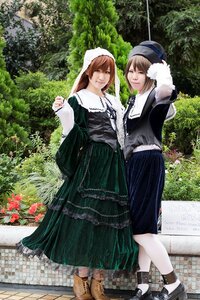 Rating: Safe Score: 0 Tags: 2girls brown_hair bush day dress fence flower hat long_hair long_sleeves multiple_cosplay multiple_girls one_eye_closed outdoors sisters smile standing tagme tree white_legwear User: admin