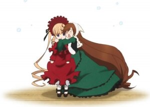 Rating: Safe Score: 0 Tags: 2girls blonde_hair blue_eyes bonnet brown_hair dress drill_hair hat head_scarf hug image long_hair long_sleeves multiple_girls pair shinku suiseiseki very_long_hair User: admin