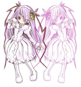 Rating: Safe Score: 0 Tags: 1girl 2girls artist_request barasuishou boots dress eyepatch frills full_body hair_ribbon image knee_boots long_hair long_sleeves multiple_girls purple_hair ribbon rose rozen_maiden simple_background smile solo standing striped two_side_up vertical_stripes very_long_hair white_background wings User: admin