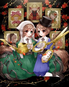 Rating: Safe Score: 0 Tags: 3girls boots brown_hair dress flower green_dress hat heterochromia image long_hair multiple_girls pair petals red_eyes red_flower red_rose rose scissors short_hair siblings sisters smile souseiseki suiseiseki twins vines User: admin