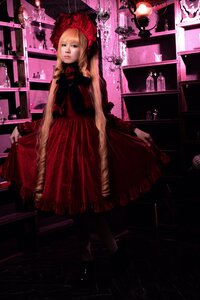 Rating: Safe Score: 0 Tags: 1girl blonde_hair blue_eyes dress flower indoors long_hair looking_at_viewer red_dress rose shinku solo standing User: admin