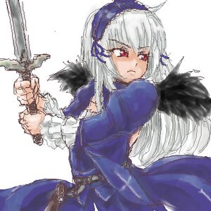 Rating: Safe Score: 0 Tags: 1girl bangs belt black_wings blue_dress dress feathers frills holding holding_sword holding_weapon image lolita_hairband long_hair long_sleeves looking_at_viewer oekaki puffy_sleeves red_eyes simple_background solo suigintou weapon white_background wings User: admin