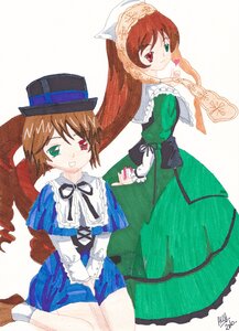 Rating: Safe Score: 0 Tags: blue_dress brown_hair dress frills green_dress green_eyes hat heterochromia image long_hair long_sleeves looking_at_viewer multiple_girls pair red_eyes siblings sisters smile souseiseki suiseiseki top_hat twins very_long_hair white_background User: admin