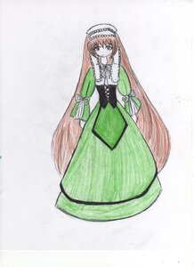 Rating: Safe Score: 0 Tags: 1girl brown_hair dress full_body green_dress hat image long_hair long_sleeves looking_at_viewer neck_ribbon ribbon solo standing suiseiseki twintails very_long_hair User: admin