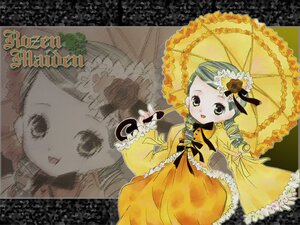 Rating: Safe Score: 0 Tags: 1girl dress drill_hair flower frills green_eyes green_hair holding_umbrella image kanaria long_sleeves open_mouth parasol rose solo umbrella wide_sleeves yellow_dress User: admin