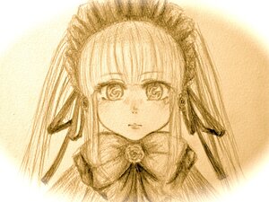 Rating: Safe Score: 0 Tags: 1girl bangs bonnet closed_mouth face flower hair_ribbon image long_hair looking_at_viewer monochrome ribbon rose shinku simple_background solo suigintou upper_body User: admin