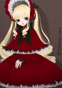 Rating: Safe Score: 0 Tags: 1girl blonde_hair blue_eyes bonnet bow capelet dress drill_hair flower image long_hair long_sleeves looking_at_viewer red_dress rose shinku simple_background solo twintails very_long_hair User: admin