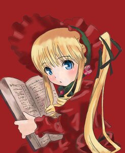 Rating: Safe Score: 0 Tags: 1girl artist_request auto_tagged bangs blonde_hair blue_eyes blush bonnet book bow bowtie dress drill_hair flower frills image long_hair long_sleeves looking_at_viewer open_book red_dress ribbon rose rozen_maiden shinku sidelocks simple_background solo twintails User: admin
