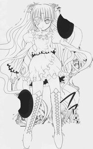 Rating: Safe Score: 0 Tags: 1girl boots cross-laced_footwear dress eyepatch flower frills full_body greyscale hair_ornament image kirakishou knee_boots lineart long_hair long_sleeves monochrome rose solo standing very_long_hair User: admin