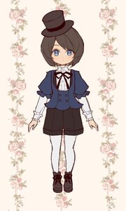 Rating: Safe Score: 0 Tags: blue_eyes brown_hair flower full_body hat image long_sleeves looking_at_viewer mini_hat pantyhose short_hair shorts solo souseiseki standing striped top_hat vertical_stripes white_legwear User: admin