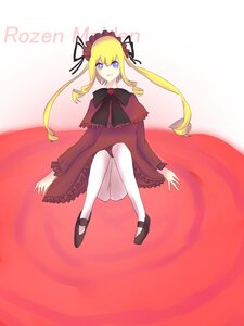 Rating: Safe Score: 0 Tags: 1girl blonde_hair blue_eyes bonnet bow capelet dress drill_hair full_body image long_hair long_sleeves looking_at_viewer open_mouth shinku shoes sitting solo twintails white_legwear User: admin