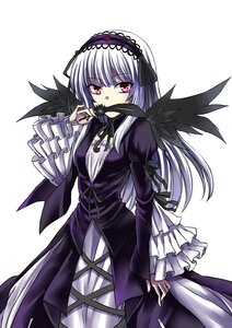 Rating: Safe Score: 0 Tags: 1girl black_wings cross-laced_clothes dress frilled_sleeves frills hairband juliet_sleeves long_hair long_sleeves looking_at_viewer pink_eyes ribbon silver_hair solo striped suigintou white_background wings User: admin