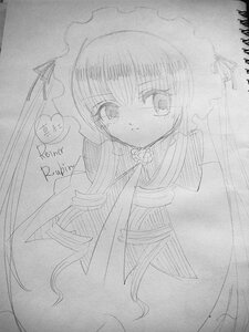 Rating: Safe Score: 0 Tags: 1girl auto_tagged greyscale image lineart long_hair looking_at_viewer monochrome photo shinku sketch solo traditional_media User: admin