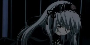 Rating: Safe Score: 0 Tags: 1girl closed_mouth dress flower frills hair_ribbon hairband image long_hair long_sleeves looking_at_viewer monochrome ribbon rose smile solo suigintou upper_body User: admin