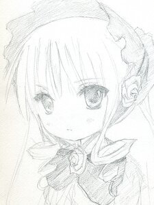 Rating: Safe Score: 0 Tags: 1girl blush eyebrows_visible_through_hair flower greyscale hair_flower hair_ornament image looking_at_viewer monochrome shinku simple_background sketch solo User: admin