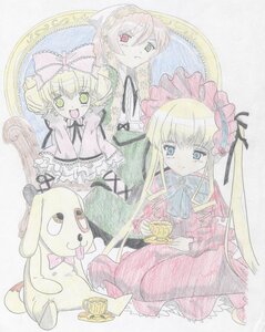 Rating: Safe Score: 0 Tags: 3girls :d blonde_hair blue_eyes bonnet bow bowtie cup dress drill_hair frills green_eyes heterochromia hina_ichigo image long_hair long_sleeves looking_at_viewer multiple multiple_girls open_mouth pink_bow shinku suiseiseki tagme traditional_media very_long_hair watercolor_(medium) User: admin