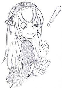 Rating: Safe Score: 0 Tags: 1girl blush closed_mouth dress greyscale hairband image index_finger_raised lolita_hairband long_hair long_sleeves looking_at_viewer monochrome sketch smile solo suigintou upper_body white_background User: admin