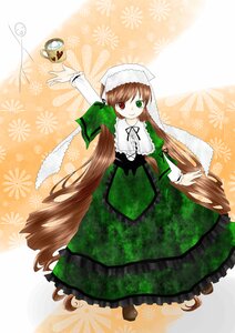 Rating: Safe Score: 0 Tags: 1girl brown_hair dress frills full_body green_dress green_eyes hat head_scarf heterochromia image long_hair long_sleeves looking_at_viewer red_eyes smile solo standing suiseiseki twintails very_long_hair watering_can User: admin