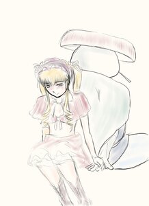 Rating: Safe Score: 0 Tags: 1girl blonde_hair blush hairband image shinku sketch solo striped thighhighs User: admin