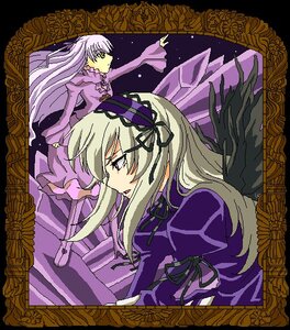 Rating: Safe Score: 0 Tags: 2girls barasuishou dress frills hairband image long_hair long_sleeves multiple_girls pair profile ribbon silver_hair suigintou wings User: admin