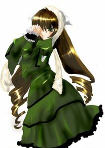 Rating: Safe Score: 0 Tags: 1girl blush brown_hair dress drill_hair frills full_body green_dress green_eyes image long_hair long_sleeves looking_at_viewer simple_background solo suiseiseki twin_drills very_long_hair white_background User: admin