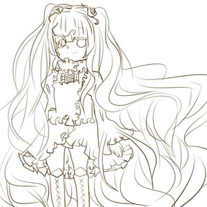 Rating: Safe Score: 0 Tags: 1girl absurdly_long_hair boots dress frills greyscale image kirakishou lineart long_hair monochrome solo very_long_hair white_background User: admin