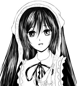 Rating: Safe Score: 0 Tags: 1girl :d apron auto_tagged blush frills greyscale hands_together image long_hair long_sleeves looking_at_viewer monochrome open_mouth own_hands_together simple_background smile solo suiseiseki upper_body white_background User: admin
