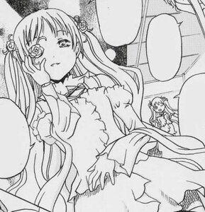 Rating: Safe Score: 0 Tags: 2girls dress flower frills greyscale hair_ornament image kirakishou long_hair monochrome multiple_girls ribbon solo traditional_media twintails User: admin